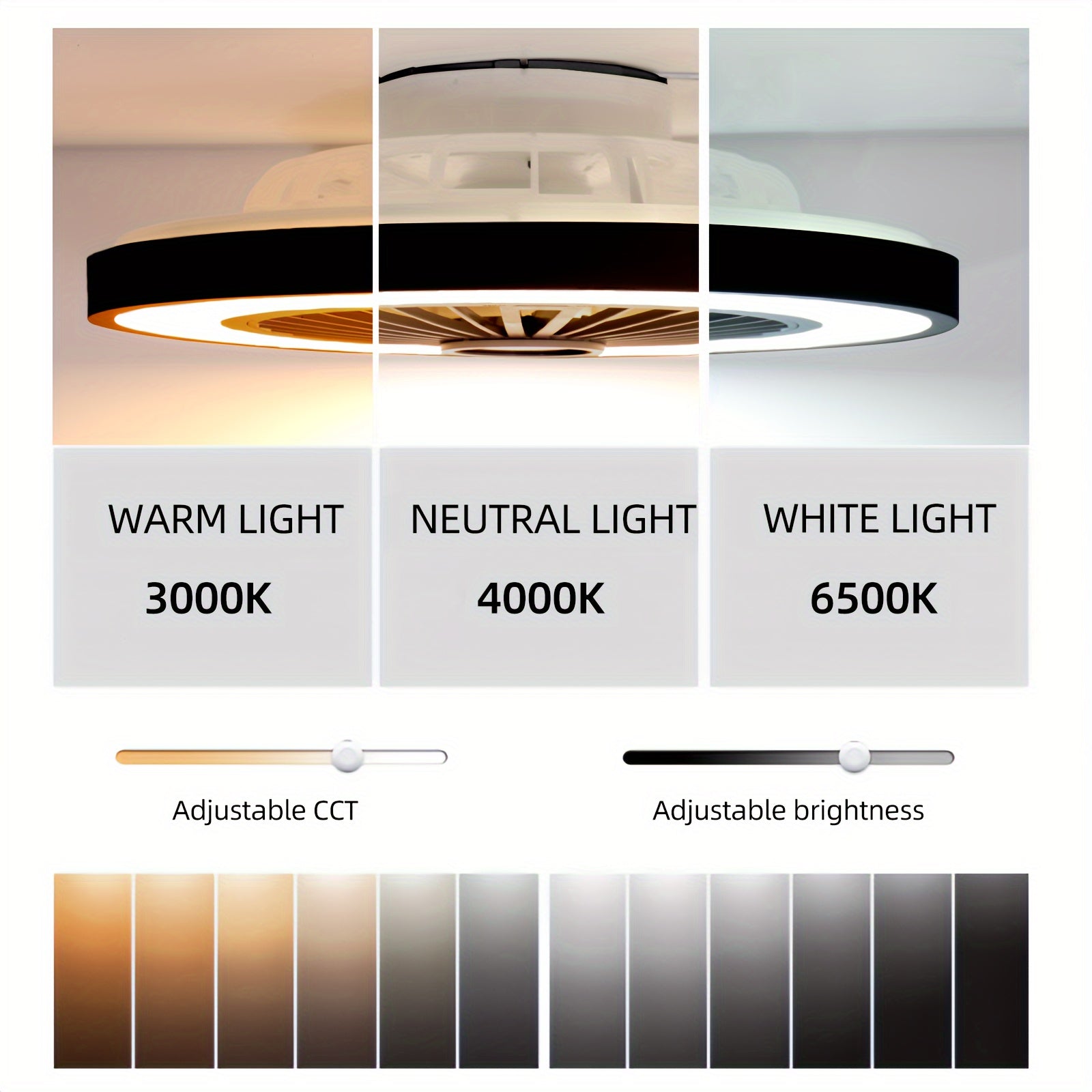 Ceiling Fan with Lights & Remote - Stepless Dimmable, DC Motor