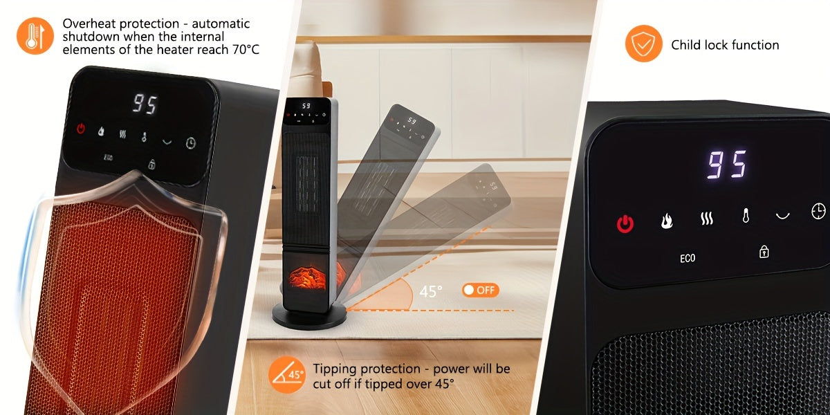 Portable Heater - 1500W, Thermostat, Tip-Over Protection