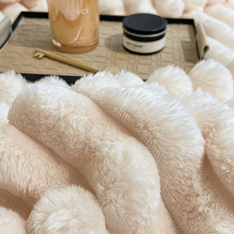 Faux Rabbit Fur Blanket - Cozy Throw for Couch, Bed, Office & Travel