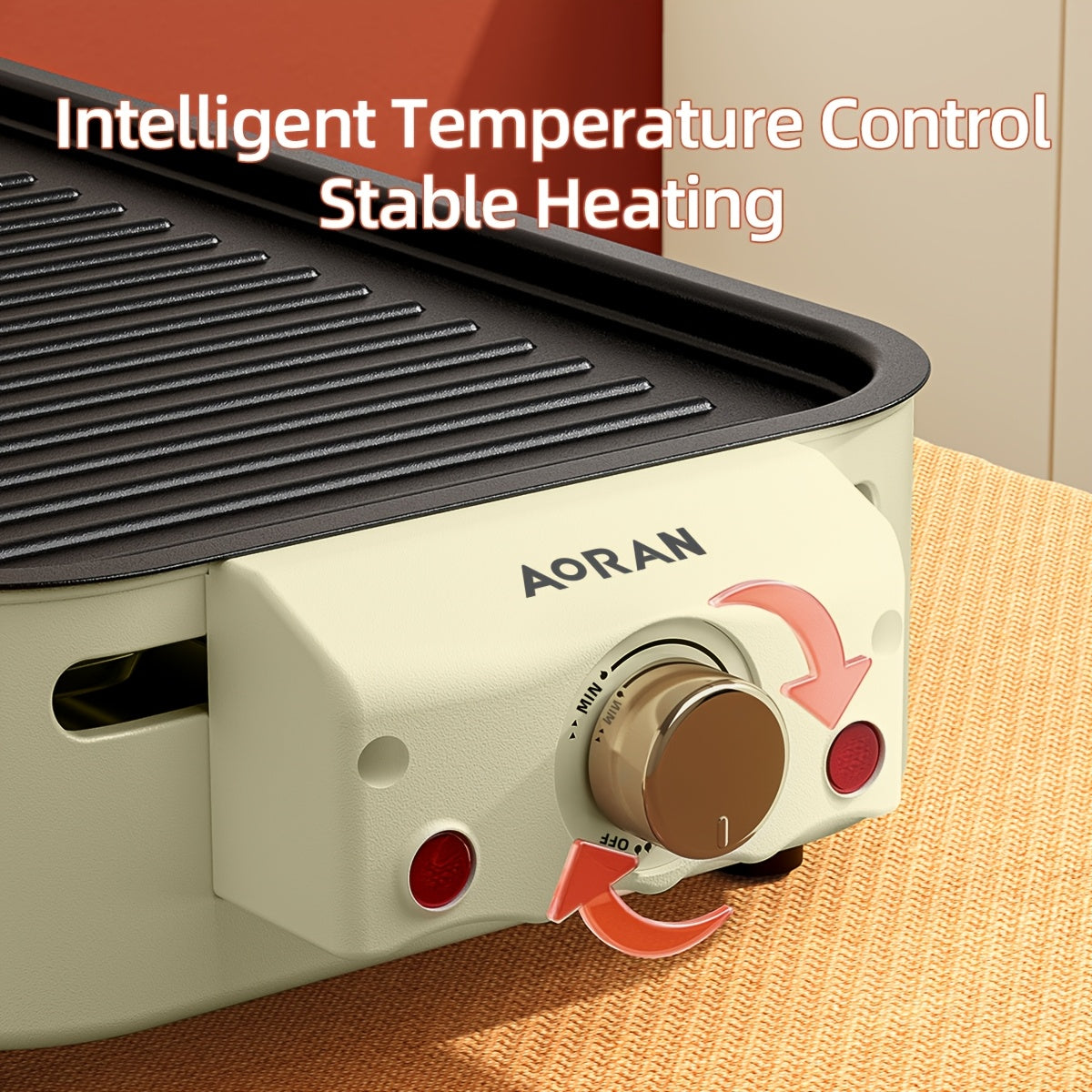 Electric Grill with 3 Pots - Non-Stick BBQ Mesh Surface