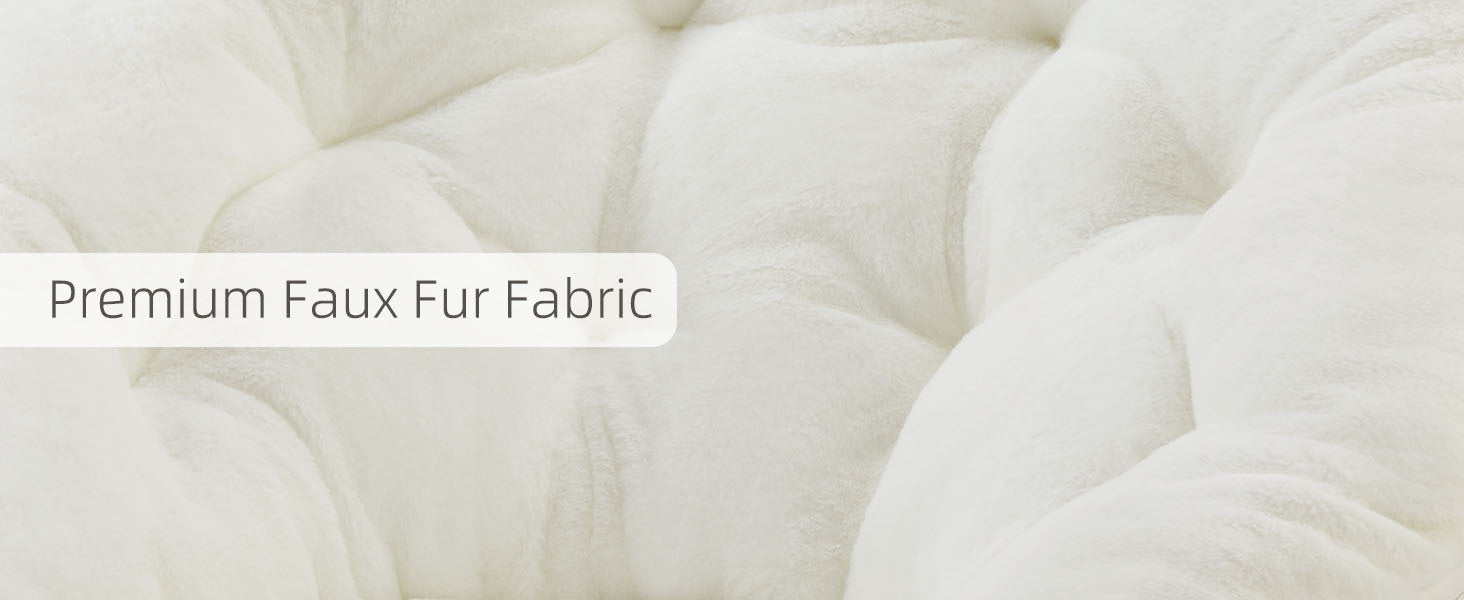 Plush Faux Fur Lounge Chair - Soft Padded Seat with Metal Frame