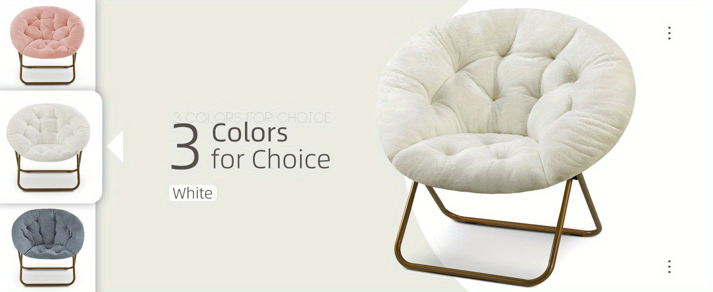 Plush Faux Fur Lounge Chair - Soft Padded Seat with Metal Frame