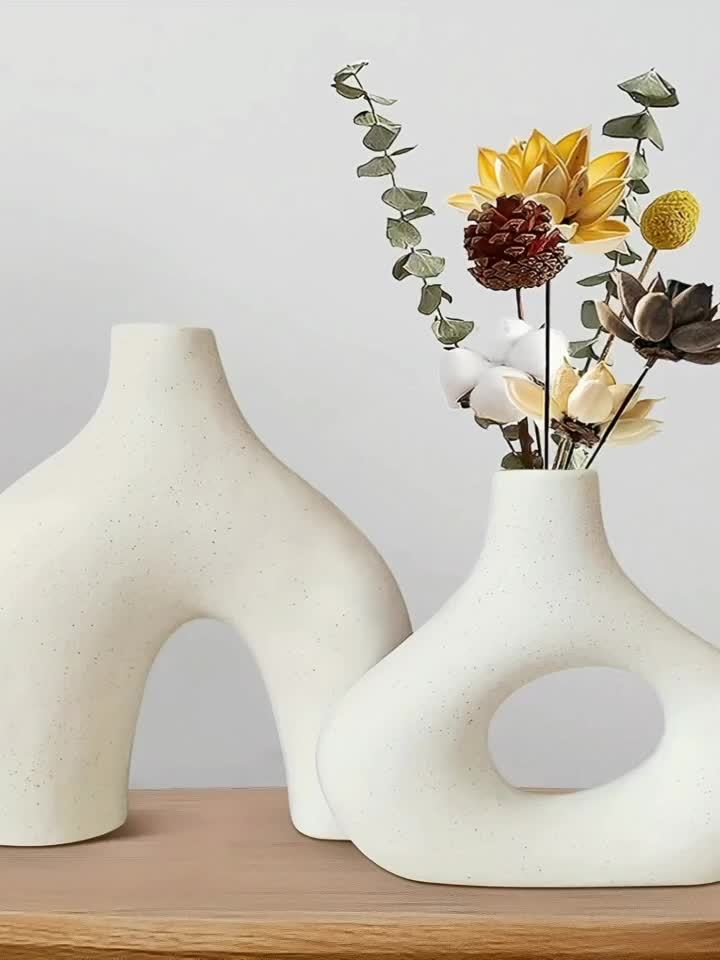 Nordic Ceramic Donut Vase - Modern Minimalist Home Decor