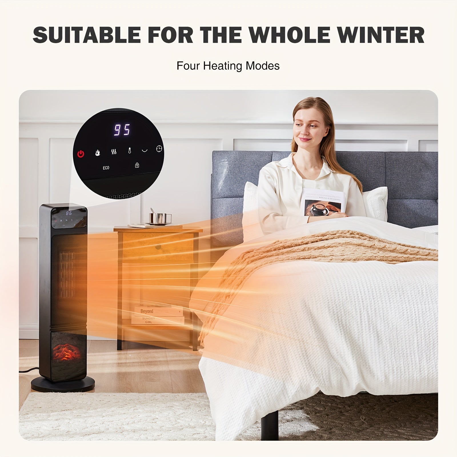 Portable Heater - 1500W, Thermostat, Tip-Over Protection