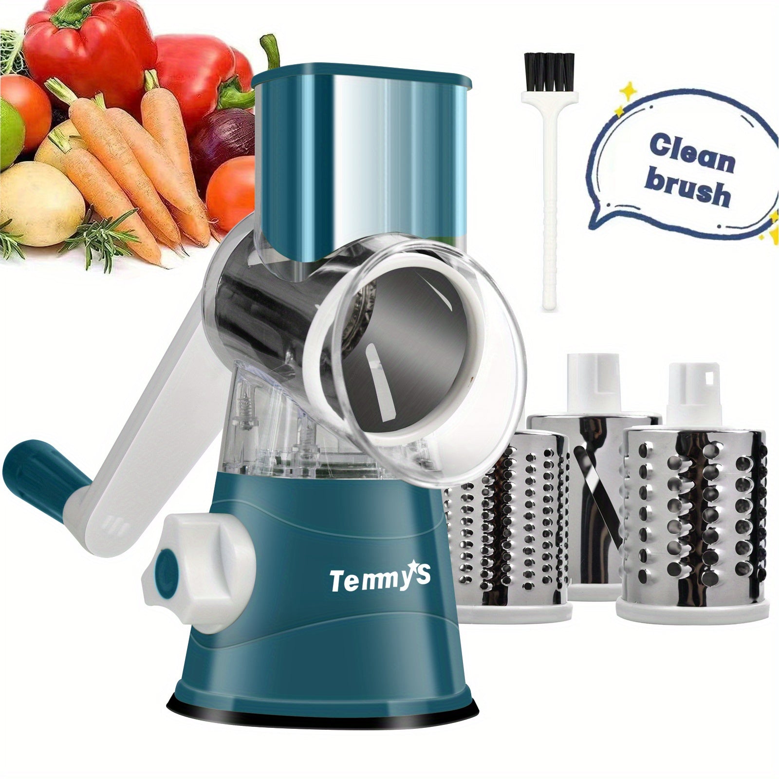 Easy-Clean Rotary Cheese Grater & Vegetable Shredder