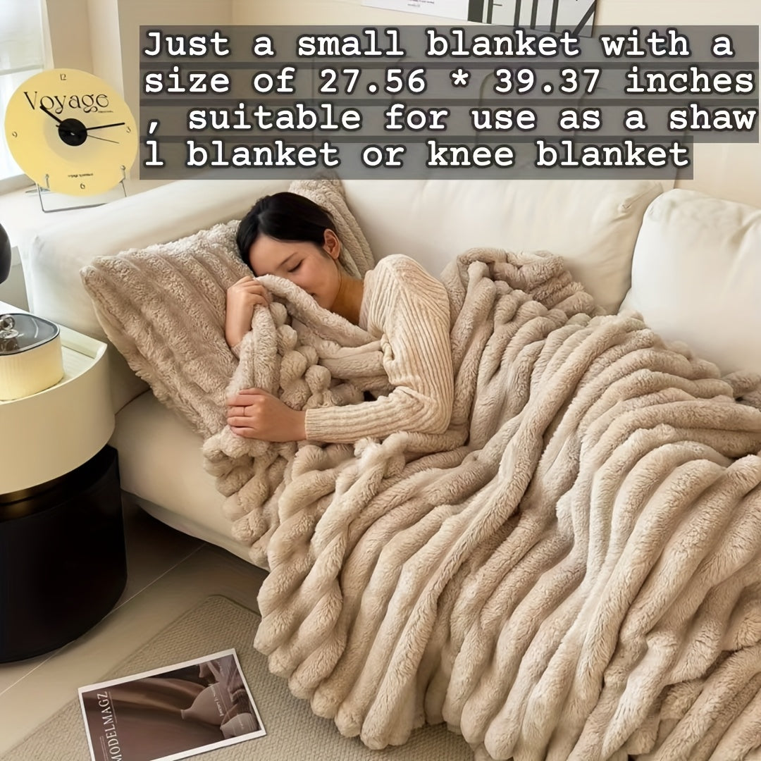 Faux Rabbit Fur Blanket - Cozy Throw for Couch, Bed, Office & Travel