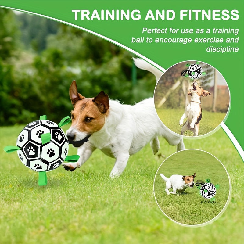 Durable Dog Soccer Ball - Interactive Toy with Straps for All Breeds