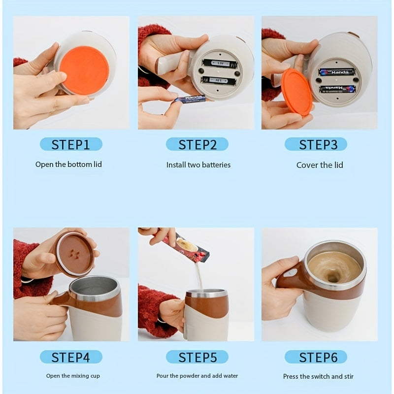 Portable Electric Magnetic Stirring Coffee Cup, Battery Operated