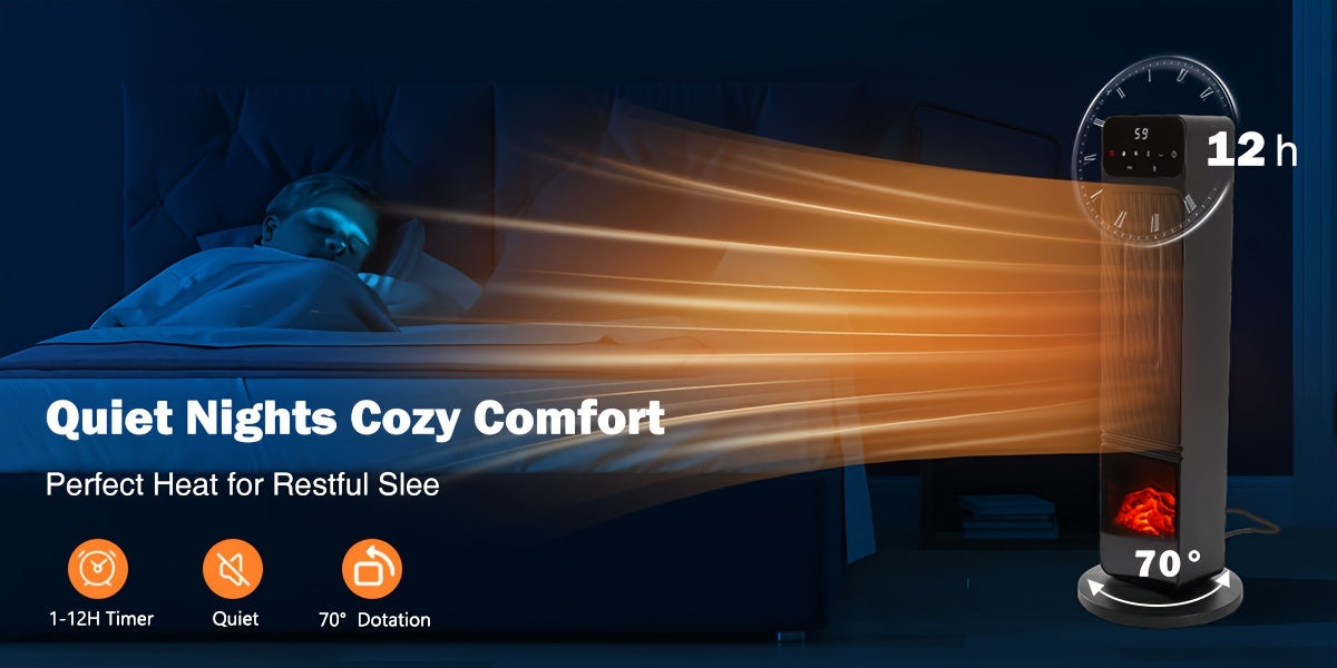 Portable Heater - 1500W, Thermostat, Tip-Over Protection