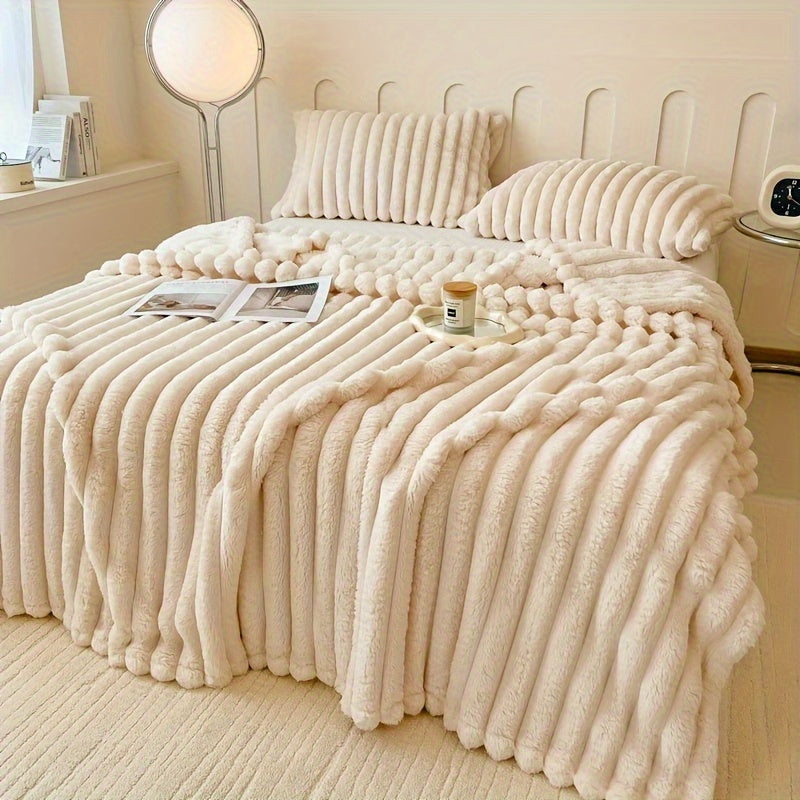 Faux Rabbit Fur Blanket - Cozy Throw for Couch, Bed, Office & Travel