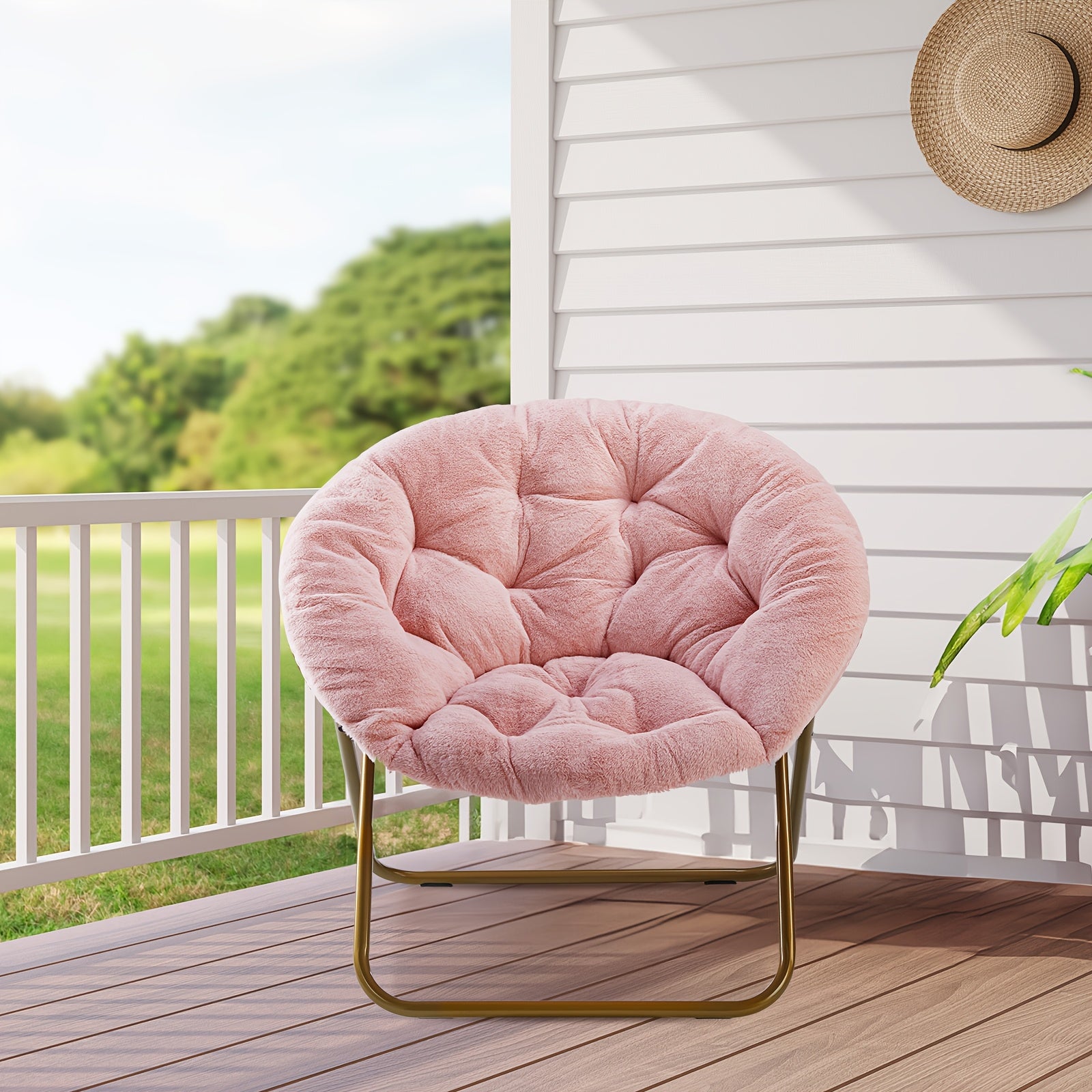 Plush Faux Fur Lounge Chair - Soft Padded Seat with Metal Frame