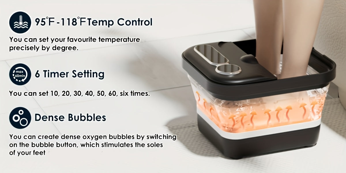 Collapsible Foot Spa with Heater - Massager, Bubbles, and Temperature Control