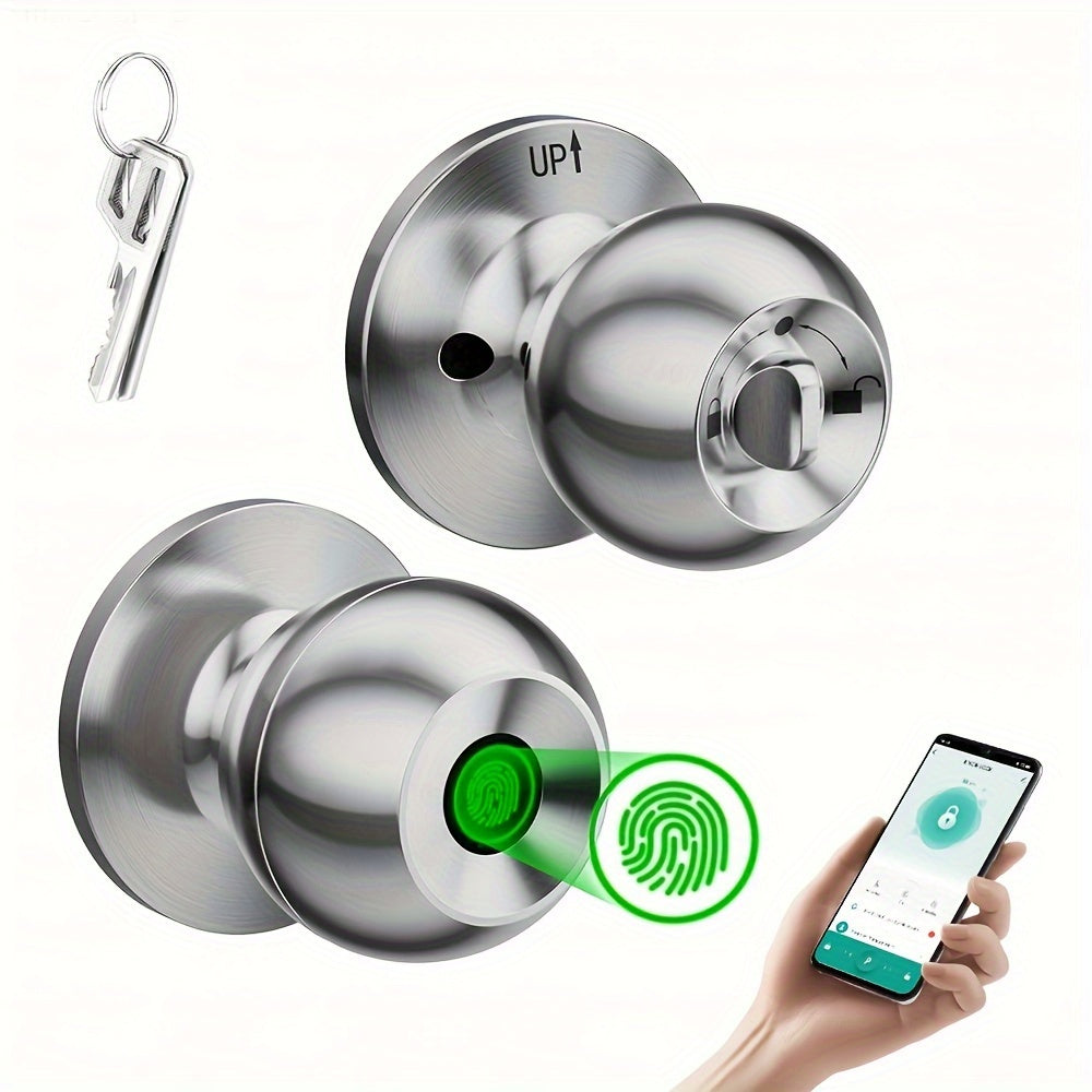 3-in-1 Smart Door Lock - Wireless Fingerprint Knob with USB Charging & Key Access