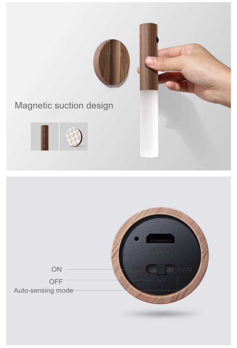 Magnetic Motion Sensor Night Light - Rechargeable LED with Auto PIR