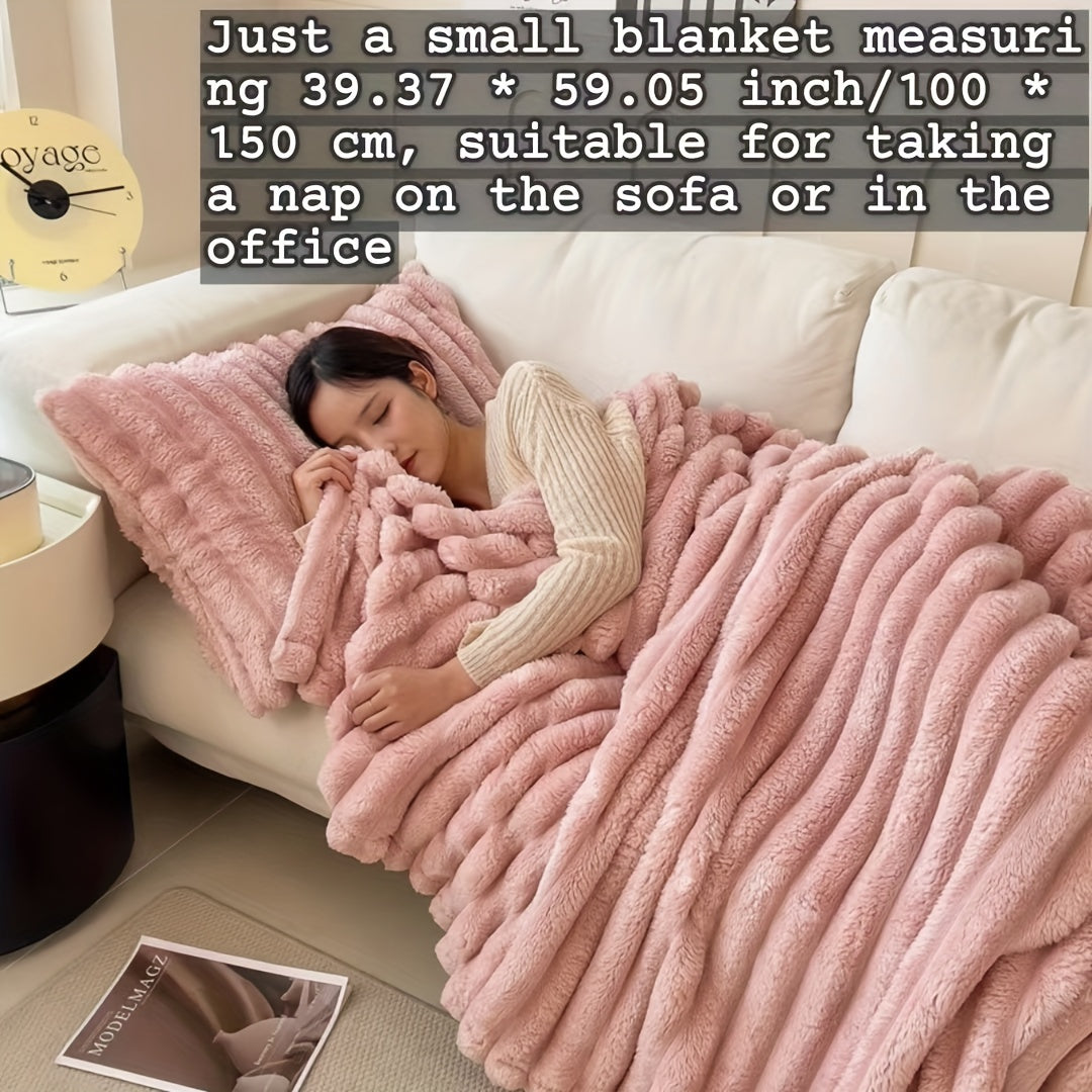 Faux Rabbit Fur Blanket - Cozy Throw for Couch, Bed, Office & Travel