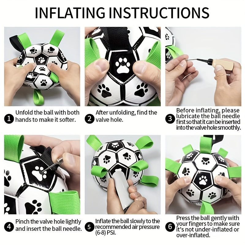 Durable Dog Soccer Ball - Interactive Toy with Straps for All Breeds