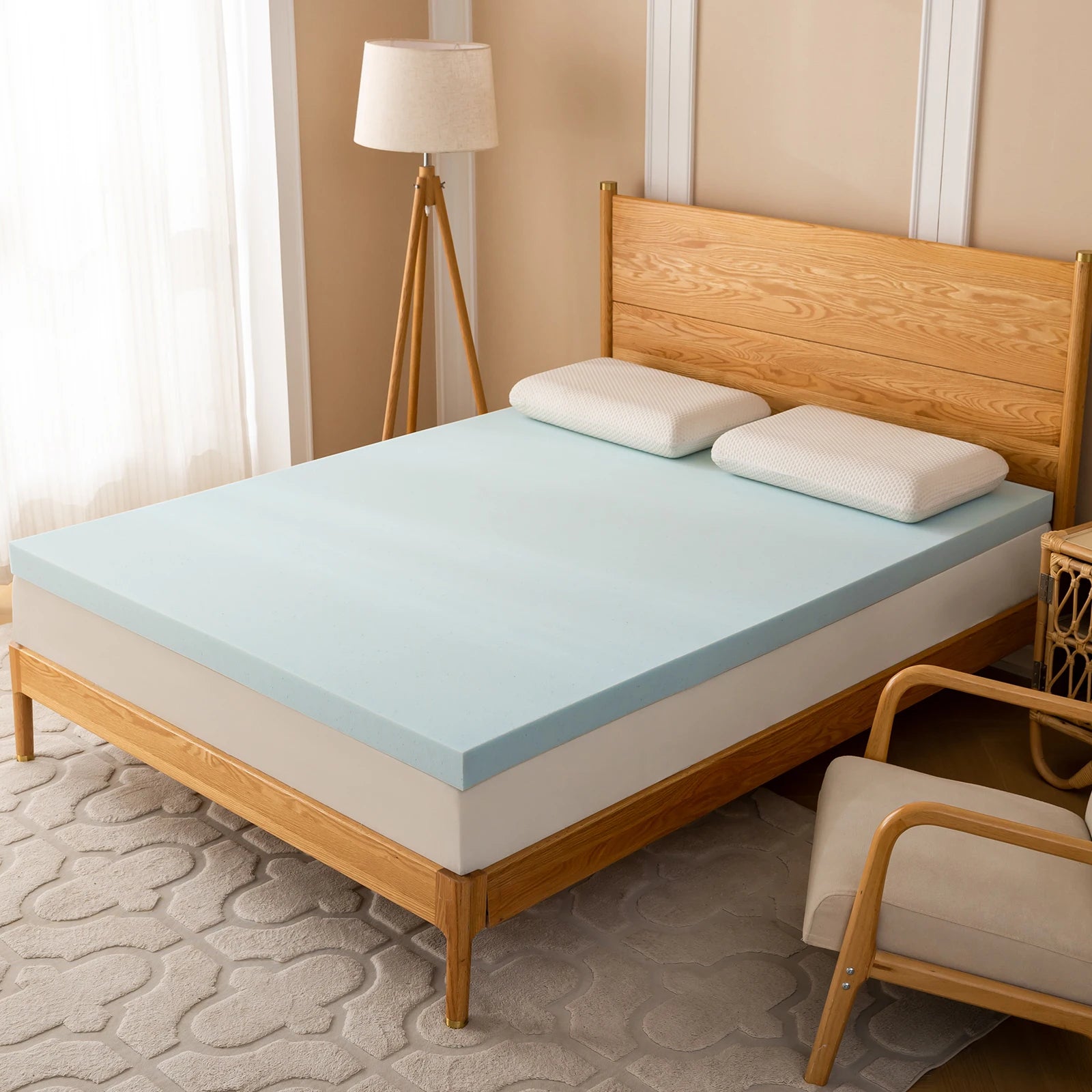 1Pc Cooling Gel Mattress Topper - Memory Foam Pad for Bedroom Comfort