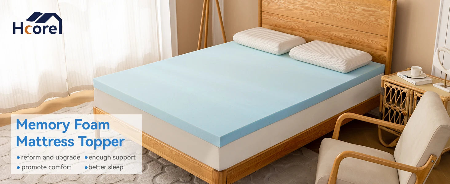 1Pc Cooling Gel Mattress Topper - Memory Foam Pad for Bedroom Comfort
