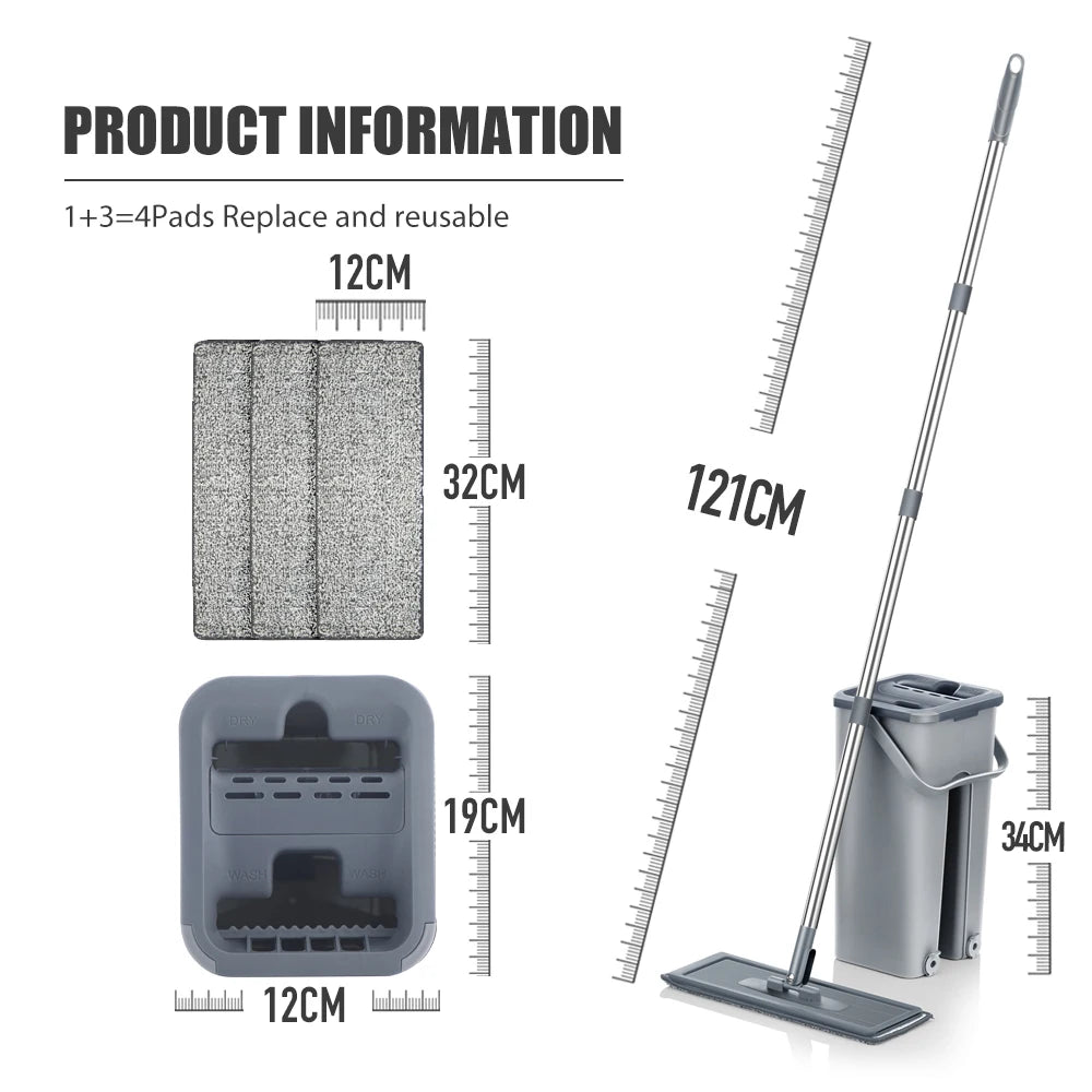 Flat Floor Mop and Bucket - Professional Cleaning System for Home Use