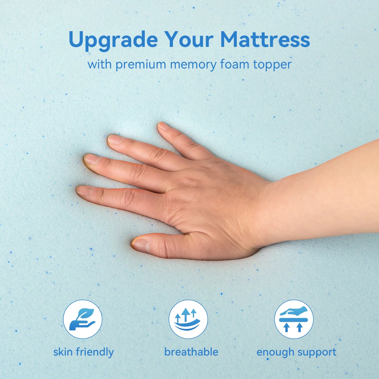 1Pc Cooling Gel Mattress Topper - Memory Foam Pad for Bedroom Comfort