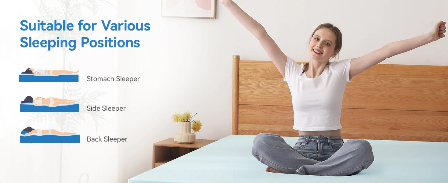 1Pc Cooling Gel Mattress Topper - Memory Foam Pad for Bedroom Comfort