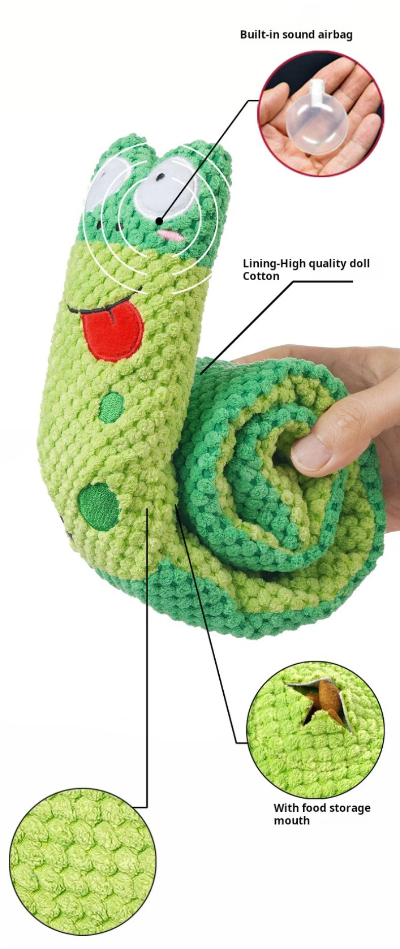 Dog Puzzle Feeder Toy - Interactive Indestructible Plush Snail with Squeak Sound