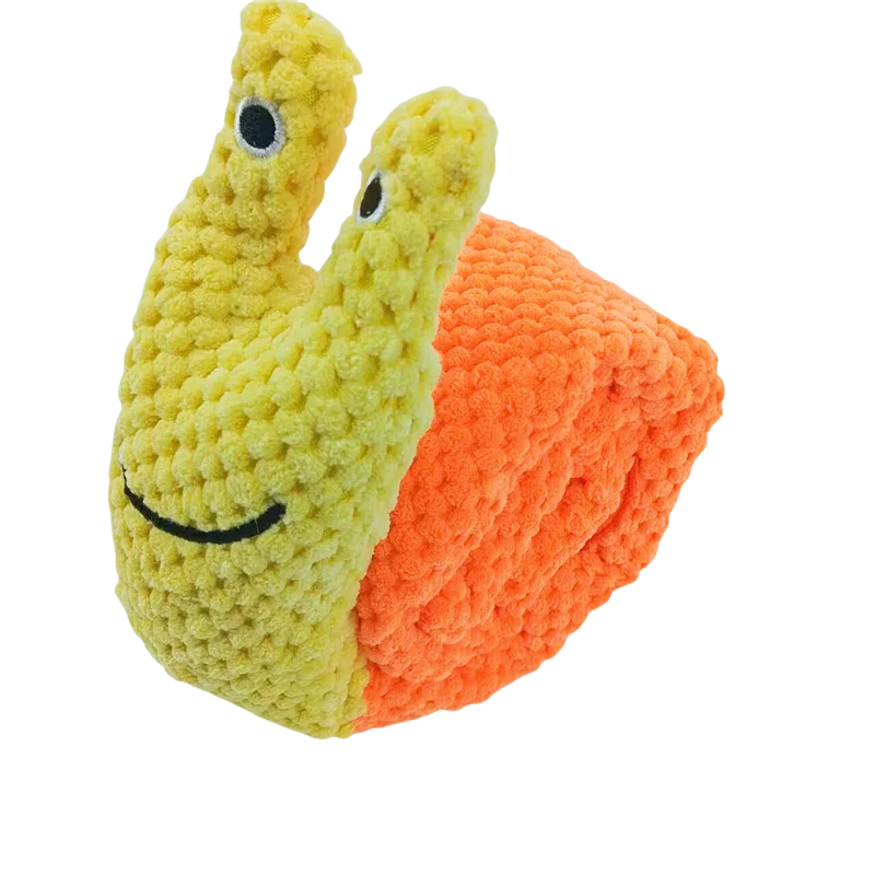 Dog Puzzle Feeder Toy - Interactive Indestructible Plush Snail with Squeak Sound