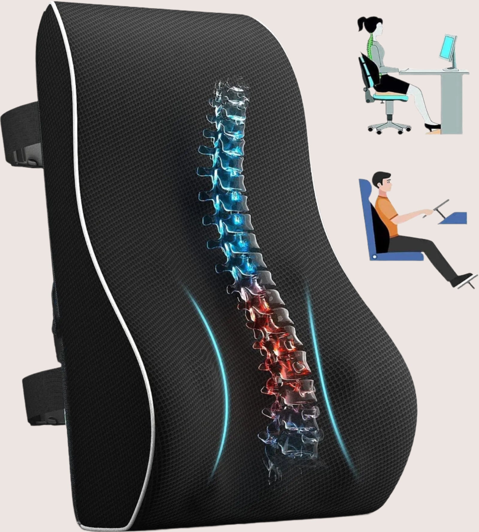 Memory Foam Car Seat Cushion - Non-Slip Support for Office & Gaming Chairs