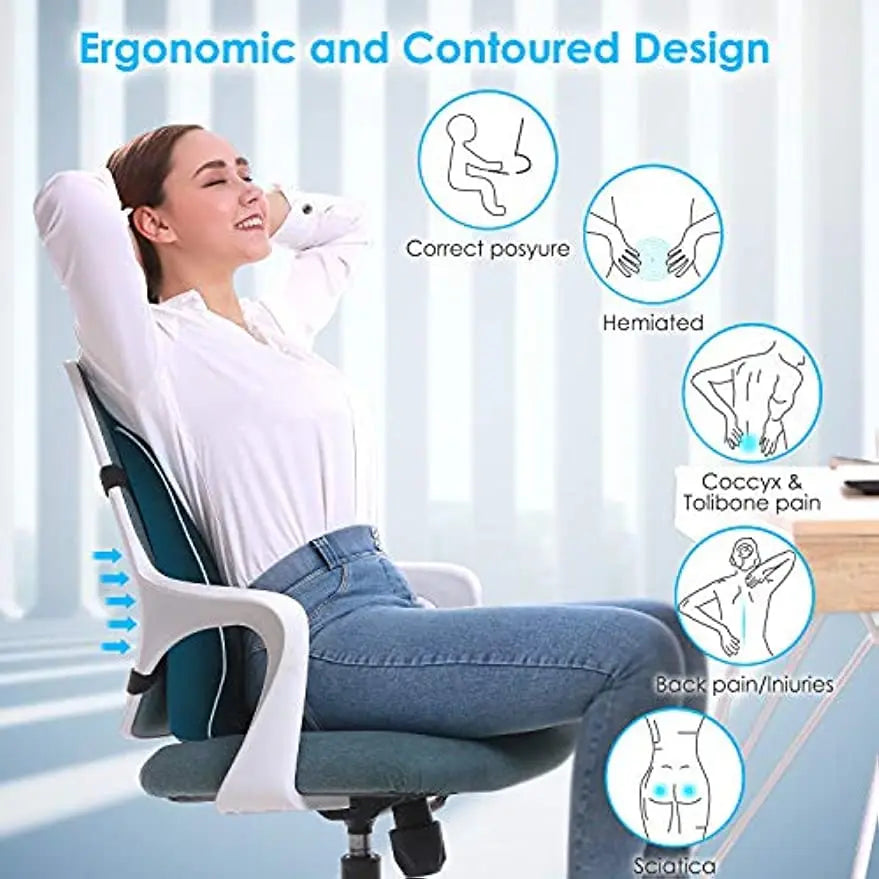 Memory Foam Car Seat Cushion - Non-Slip Support for Office & Gaming Chairs