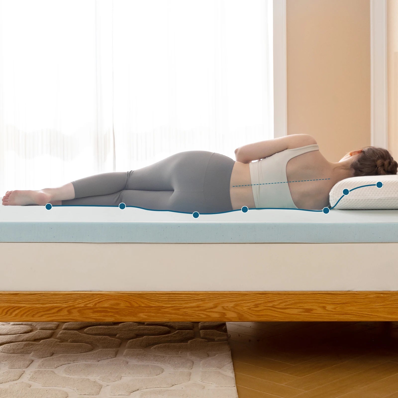 1Pc Cooling Gel Mattress Topper - Memory Foam Pad for Bedroom Comfort