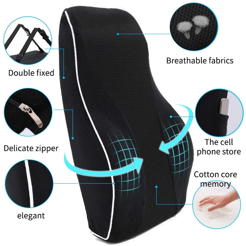 Memory Foam Car Seat Cushion - Non-Slip Support for Office & Gaming Chairs