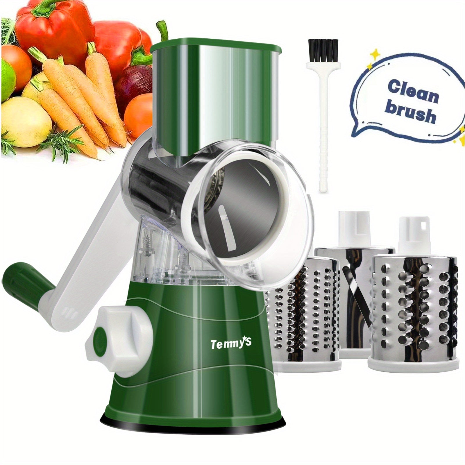 Easy-Clean Rotary Cheese Grater & Vegetable Shredder