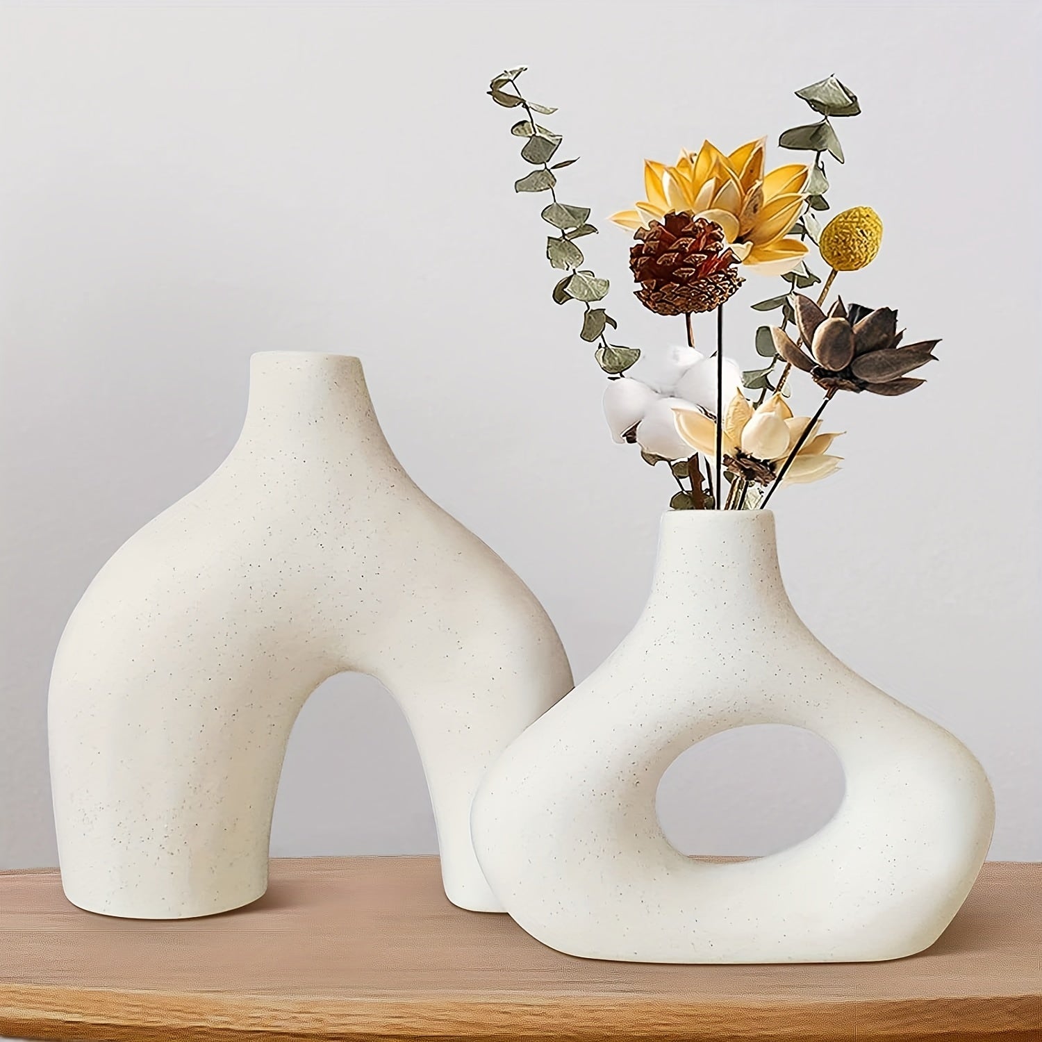 Nordic Ceramic Donut Vase - Modern Minimalist Home Decor