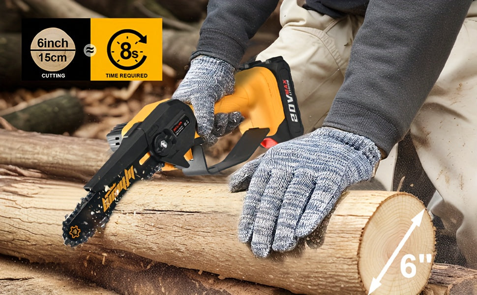 Compact Cordless Chainsaw - Rechargeable Handheld Pruning Tool with Dual Batteries