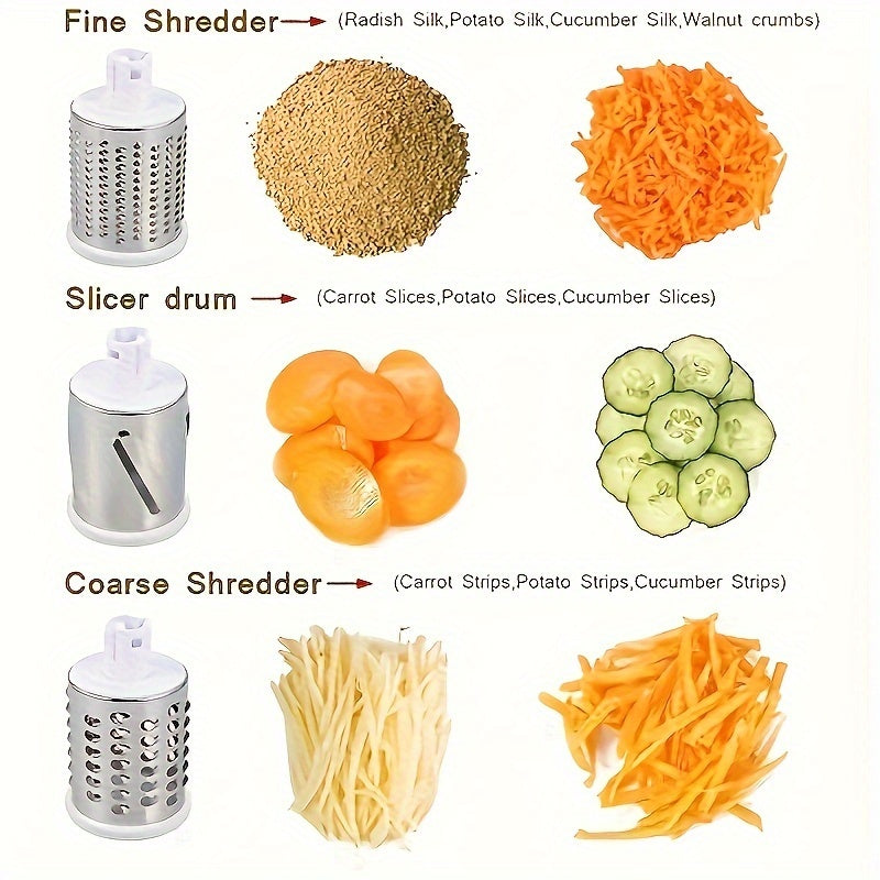 Easy-Clean Rotary Cheese Grater & Vegetable Shredder