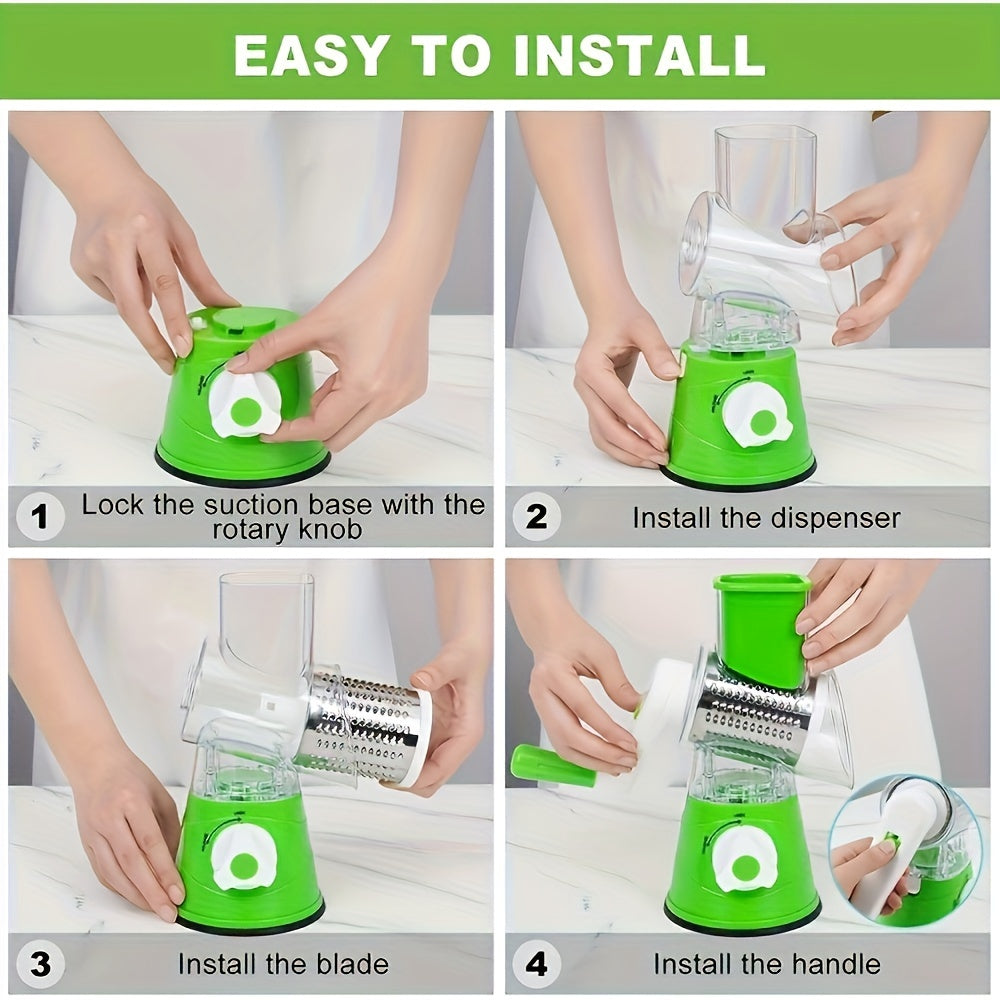 Easy-Clean Rotary Cheese Grater & Vegetable Shredder