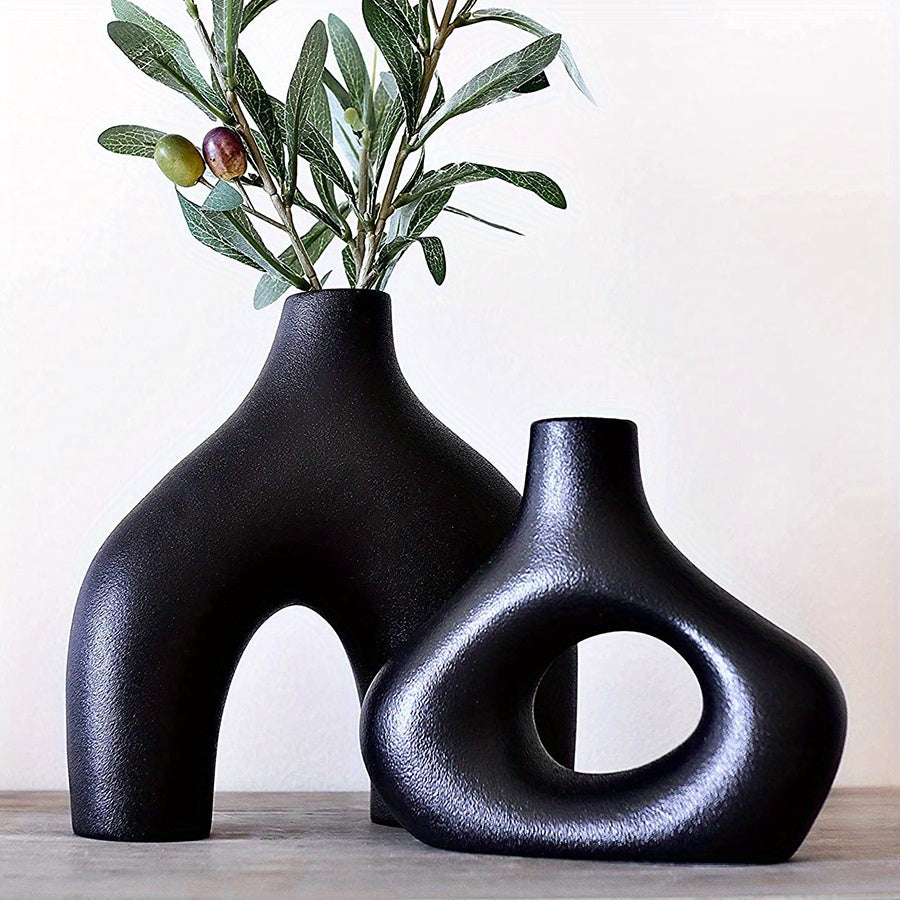 Nordic Ceramic Donut Vase - Modern Minimalist Home Decor