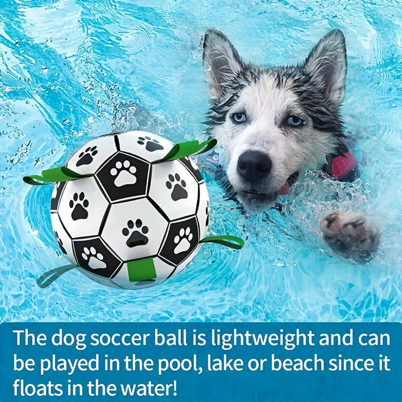 Durable Dog Soccer Ball - Interactive Toy with Straps for All Breeds