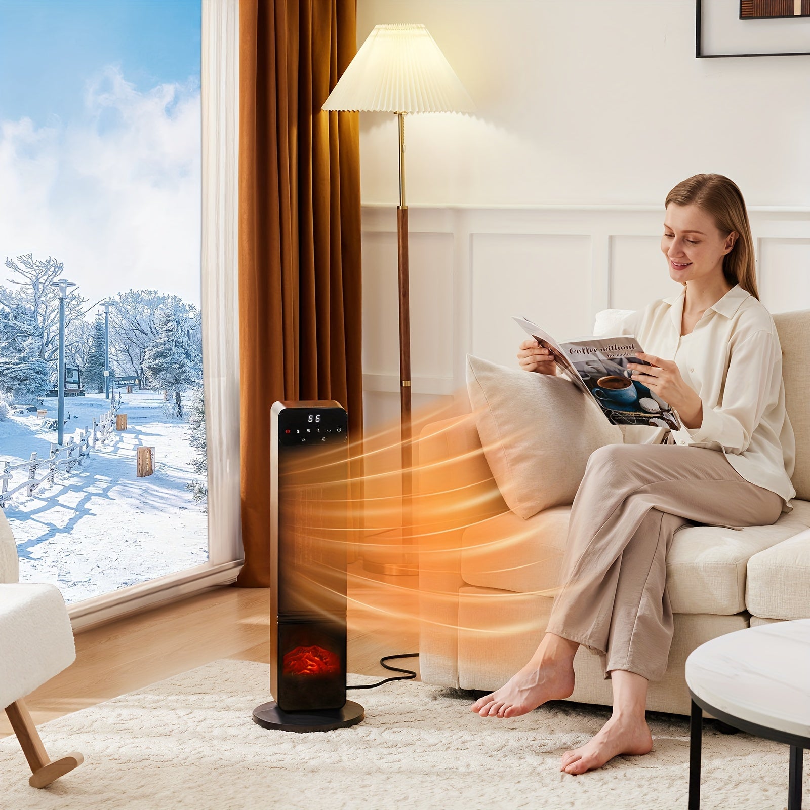 Portable Heater - 1500W, Thermostat, Tip-Over Protection