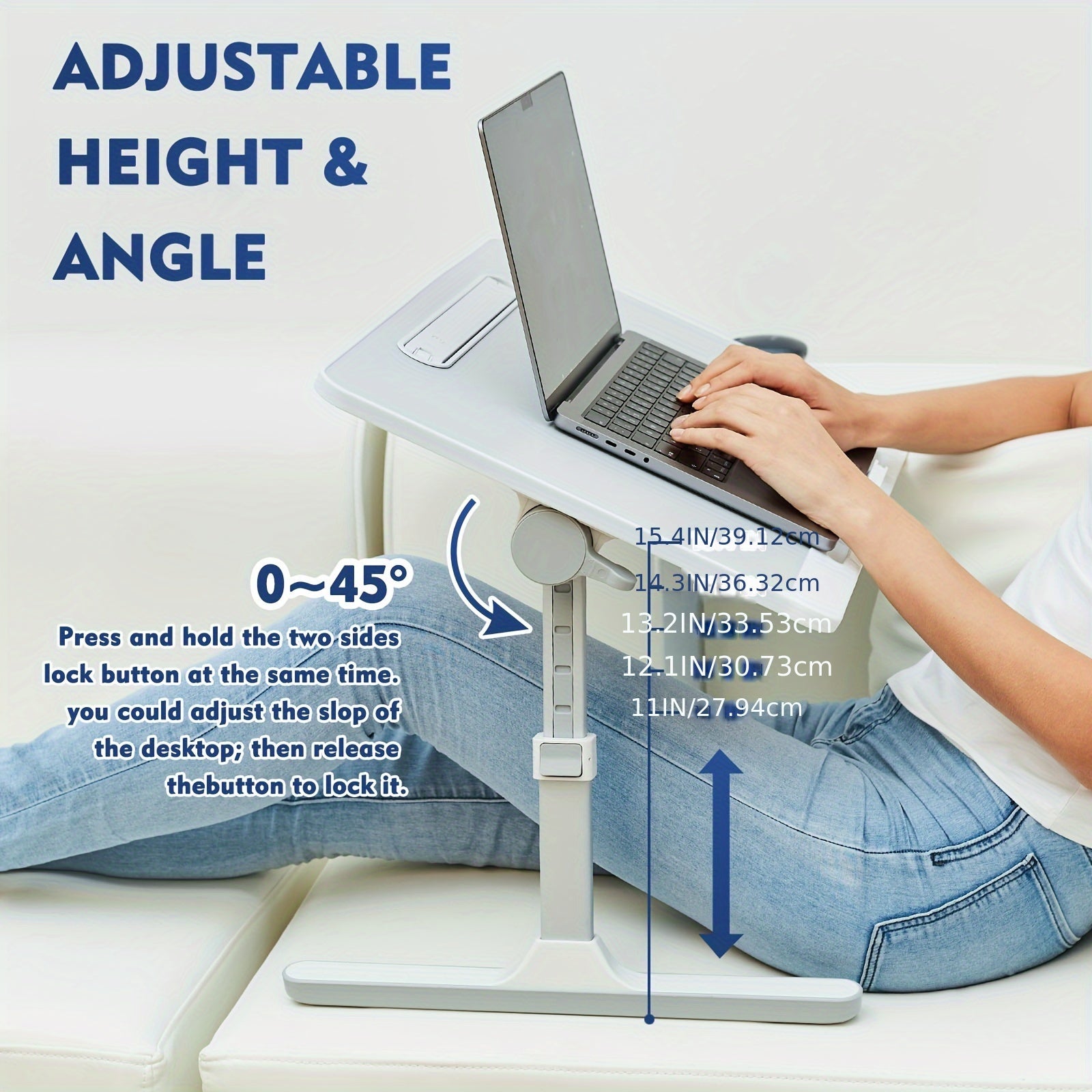 Laptop Desk with LED Lamp - Perfect for Bed & Study
