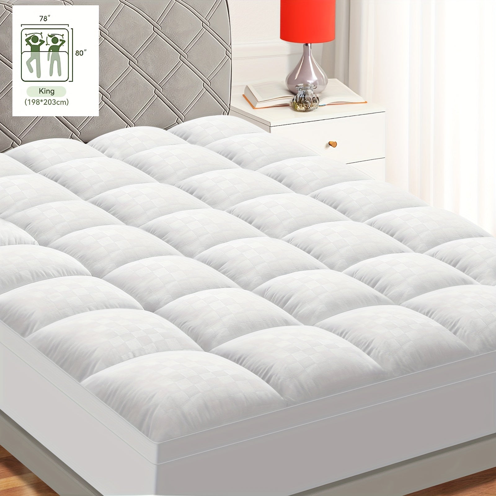 Luxury Mattress Pad Cover - 800GSM Pillow Top with Cooling & Breathable Design