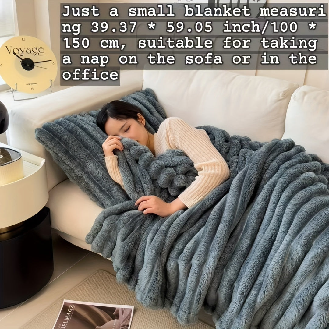 Faux Rabbit Fur Blanket - Cozy Throw for Couch, Bed, Office & Travel