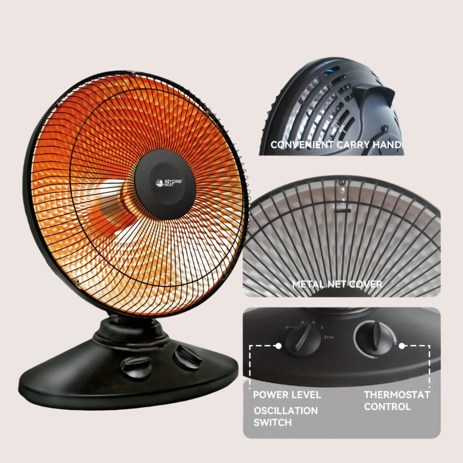 Indoor Parabolic Heater - Overheat Protection, 1000W