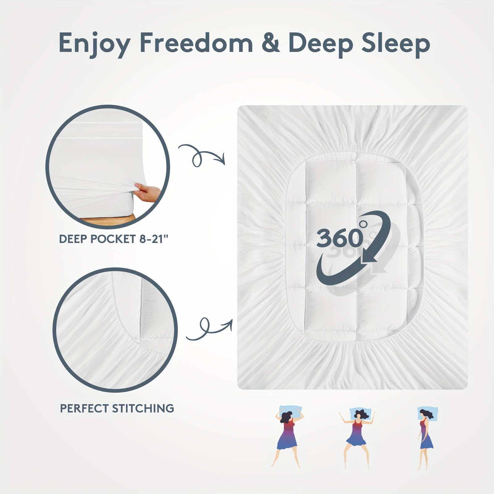 Luxury Mattress Pad Cover - 800GSM Pillow Top with Cooling & Breathable Design