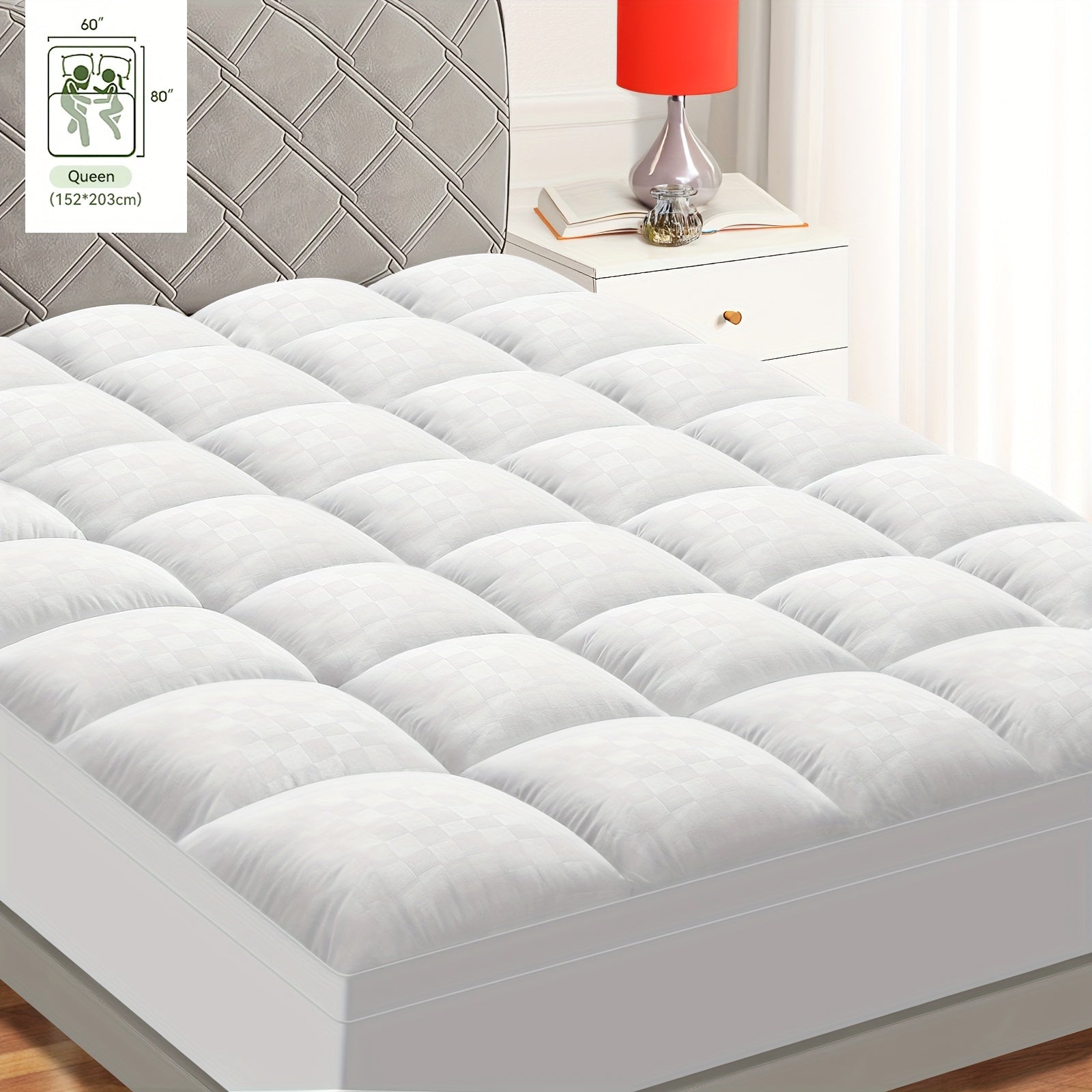 Luxury Mattress Pad Cover - 800GSM Pillow Top with Cooling & Breathable Design
