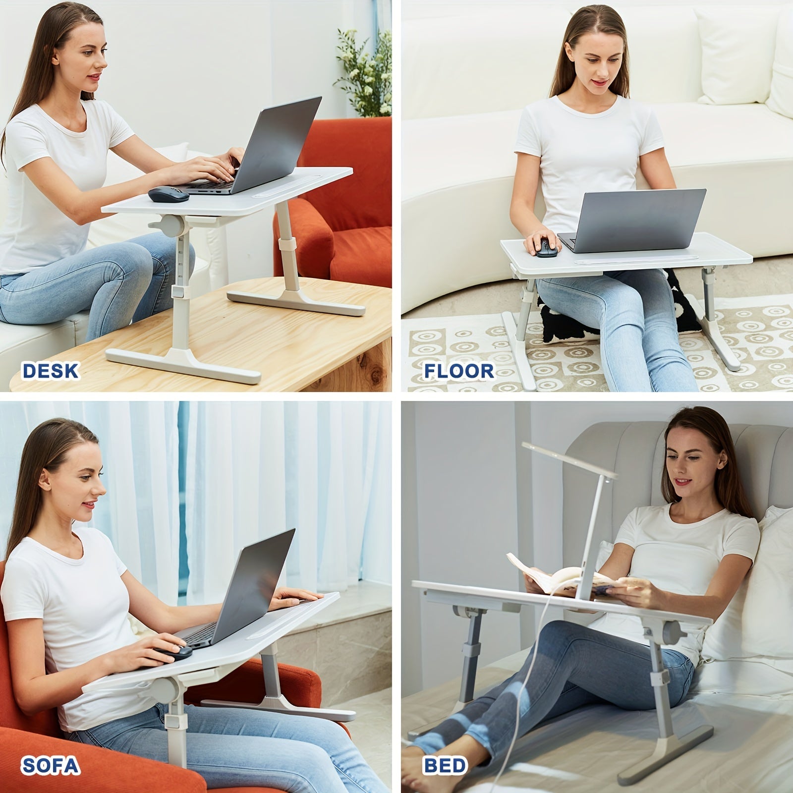 Laptop Desk with LED Lamp - Perfect for Bed & Study