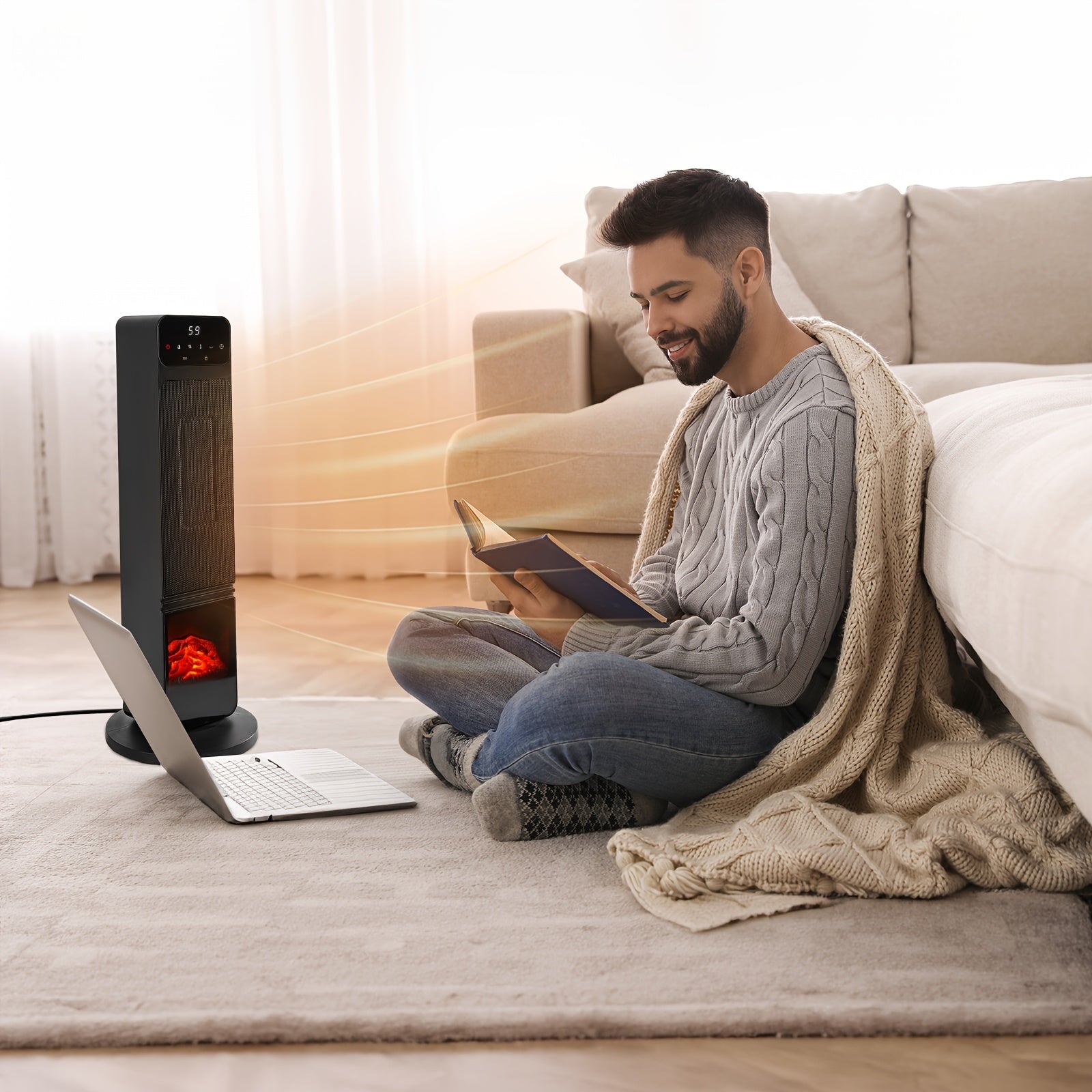 Portable Heater - 1500W, Thermostat, Tip-Over Protection