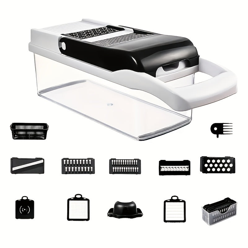 16PCS Vegetable Slicer & Chopper - Interchangeable Blades for Easy Cutting