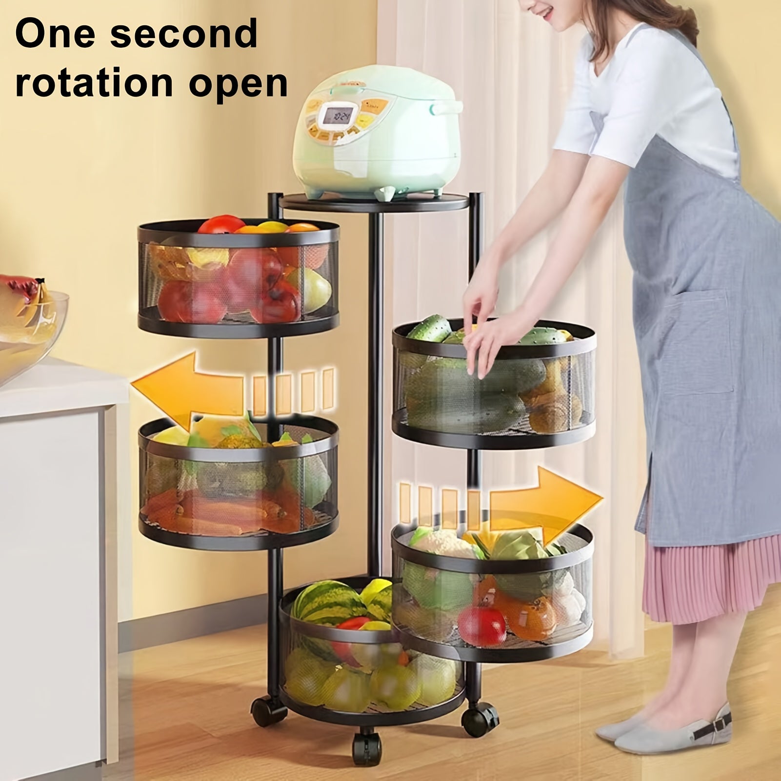 Rotating Kitchen Storage Rack – Multi-Layer Shelf