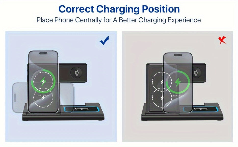 3-in-1 Wireless Charger - Portable Fast Charging for iPhone, Apple Watch & AirPod